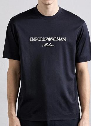 Мужская футболка emporio armani milano черная унисекс армани