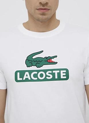 Чоловіча футболка lacoste logo біла унісекс лакосту