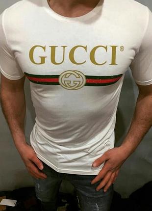 Мужская футболка gucci гуччи белая