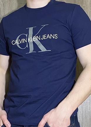 Мужская футболка calvin klein темно синяя ск келвин кляйн