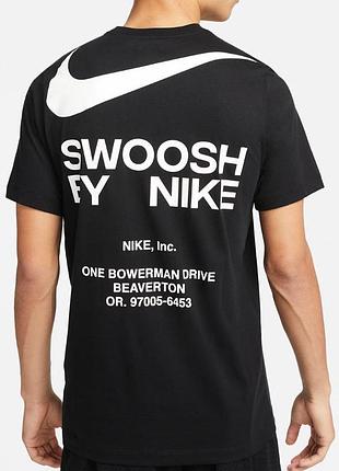 Мужская футболка nike swoosh logo черная унисекс найк свуш