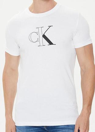 Мужская футболка calvin klein jeans белая ck унисекс кельвин кляйн