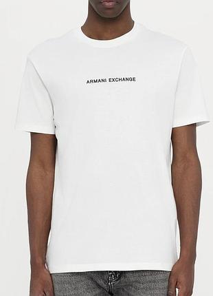 Мужская футболка armani logo белая унисекс армани