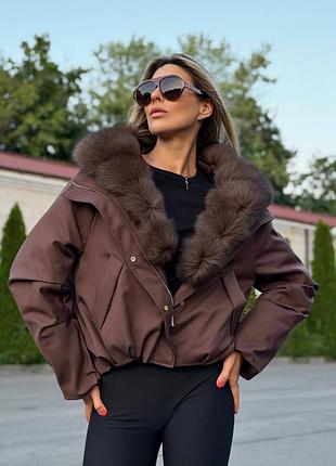 Женская куртка с мехом песца