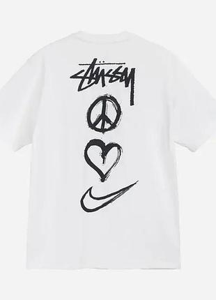 Мужская футболка stussy x nike белая унисекс коллаборация стусси и найк