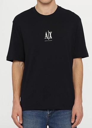 Мужская футболка armani a|x small logo черная унисекс армани