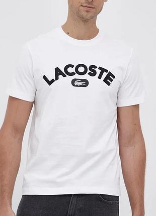 Чоловіча футболка lacoste logo біла унісекс лакосту