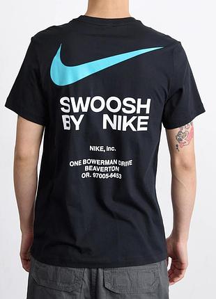 Мужская футболка nike swoosh черная унисекс найк свуш