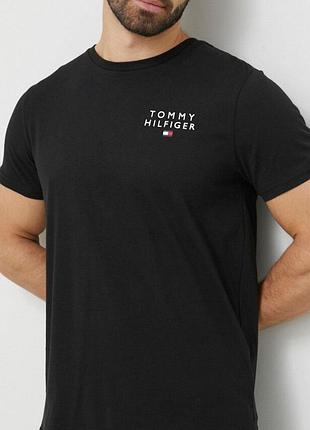 Мужская футболка tommy hilfiger logo черная унисекс томми хилфигер