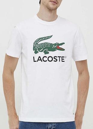 Чоловіча футболка lacoste logo біла унісекс лакосту