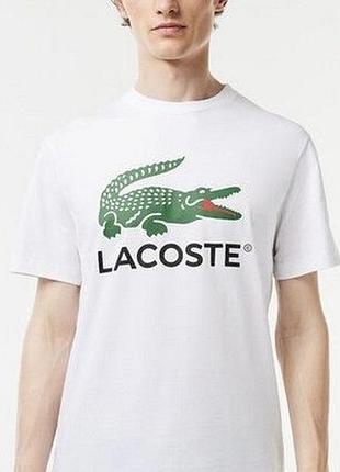 Чоловіча футболка lacoste logo біла унісекс лакосту
