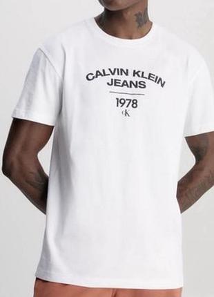 Мужская футболка calvin klein jeans ck белая кельвин кляйн