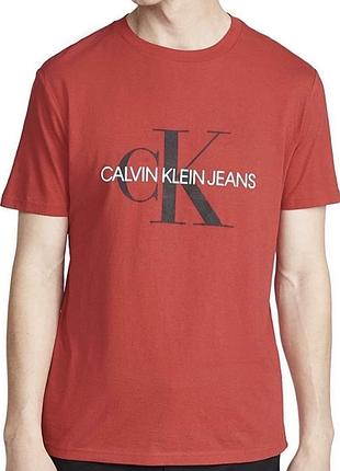 Мужская футболка calvin klein красная кельвин кляйн ск