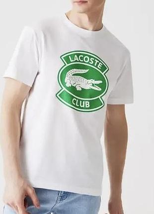 Чоловіча футболка lacoste logo біла унісекс лакосту