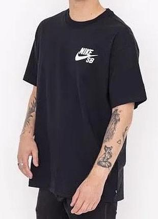 Мужская футболка nike swoosh sb logo черная унисекс найк свуш