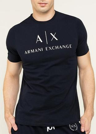 Чоловіча футболка armani a<unk> x чорна унісекс центр лого армані