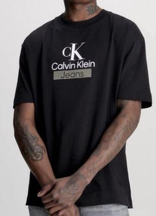 Мужская футболка calvin klein jeans черная ск кельвин кляйн джинс