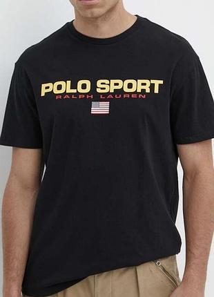 Мужская футболка polo ralph lauren logo черная унисекс поло ральф