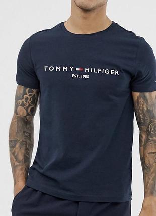 Мужская футболка tommy hilfiger темно синяя томми