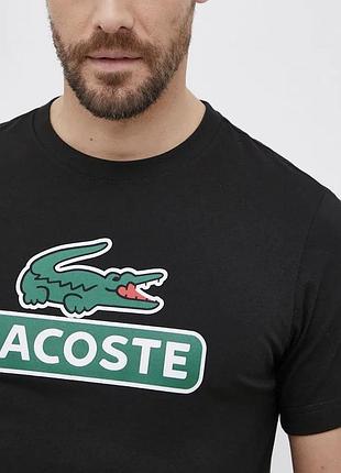 Мужская футболка lacoste logo черная унисекс лакоста