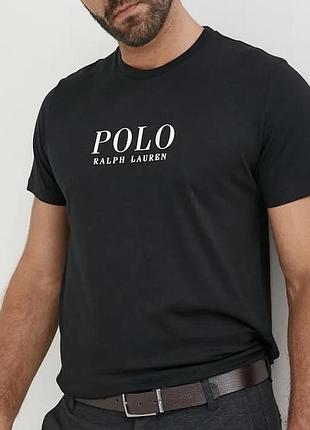 Мужская футболка polo ralph lauren logo черная унисекс поло ральф