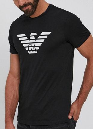 Мужская футболка armani logo черная унисекс армани