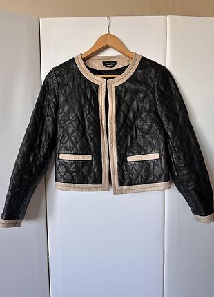 Шкіряний жакет massimo dutti, 100% натуральна шкіра