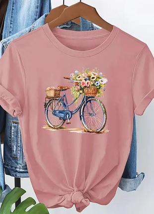 Якісна, стильна футболка, бавовна 100%, р.xxl, наші 52-56, рожевий