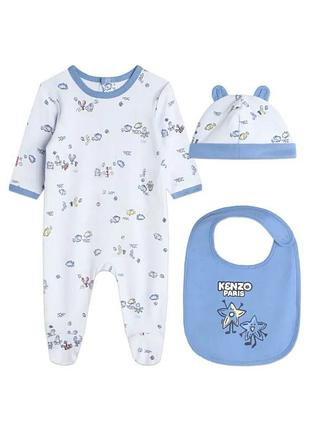 Дитячий костюм набір ( боді, шапка, слюнявчик) kenzo