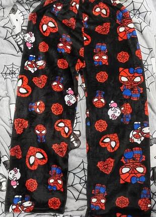 Штани hello kitty x spider man плюшеві