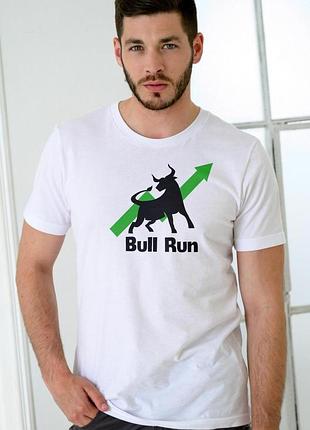 Футболка чоловіча із принтом "bull run" біла