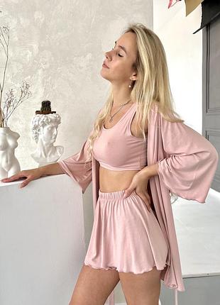 Жіночий комплект для дому та сну з трикотажу, халат і піжама l-xl