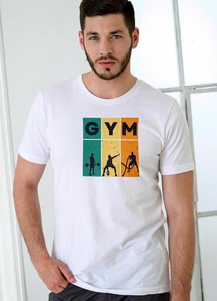 Футболка чоловіча із принтом "gym" біла