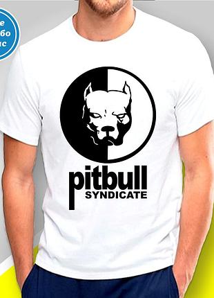Футболка з принтом "пітбуль синдикат - pitbull syndicate" b&w style