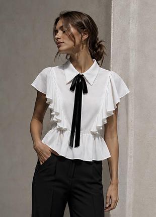 Блуза zara з воланами та контрастною стрічкою, розмір s