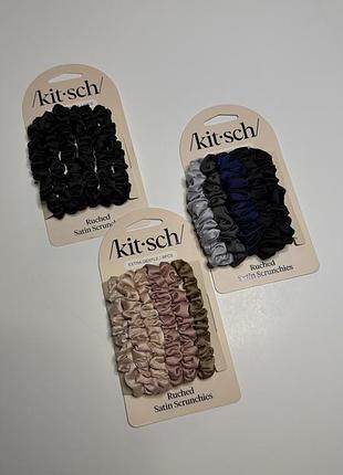 Kitsch ruched satin scrunchies набір із 6 сатинових резинок гумок для волосся