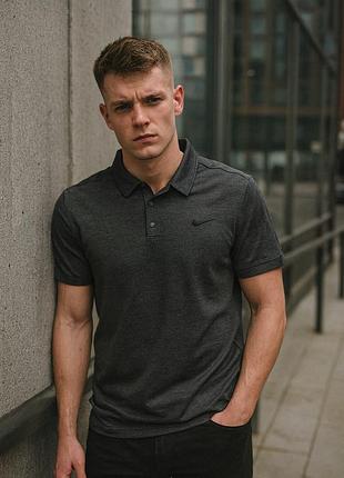 Футболка поло мужская nike темно-серая s m l xl xxl