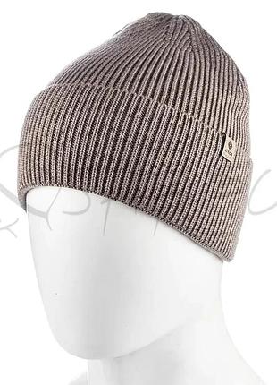 Шапка хлопковая одинарная с отворотом atrics uh938 кофе