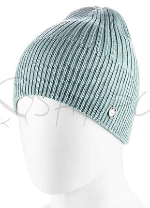 Шапка из вискозы двойная без отворота atrics wh936 темная мята