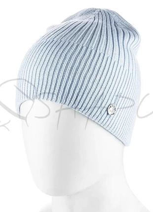 Шапка из вискозы двойная без отворота atrics wh936 голубой