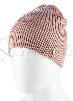Шапка из вискозы двойная без отворота atrics wh936 темная пудра