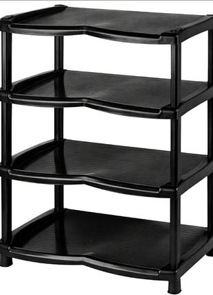 Полиця для взуття r plastic нормал, чорна, 4 яруси, 45x30x60см