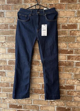 Джинси жіночі укорочені кльош від коліна the bootcut cropped zara з етикеткою в кольорі яскравий індіго