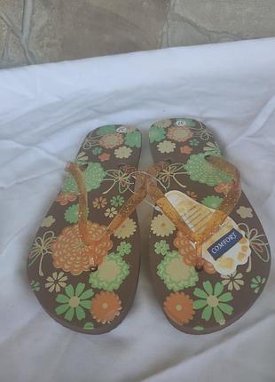 Шлепанцы, вьетнамки, сланцы женские comfort 37, коричневый