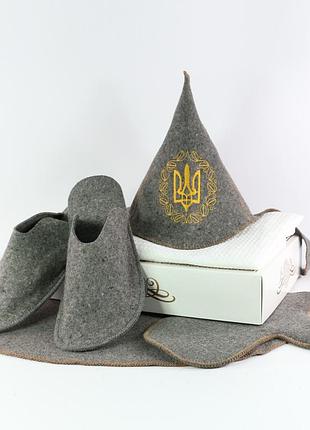 Подарунковий набір для лазні та сауни luxyart "буденовка сіра" 5 предметів (n-144)