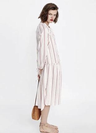 Легкое свободное платье zara в полоску