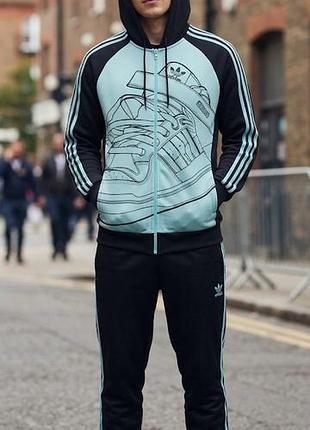 Зип-худи / винтажная олимпийка adidas originals с капюшоном (размер l)
