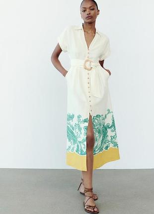 Сукня міді льон лляна сукня zara жіноча м