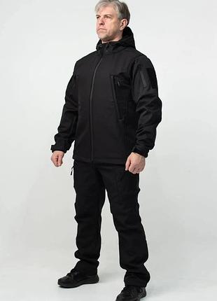 Куртка soft shell чорна military батали