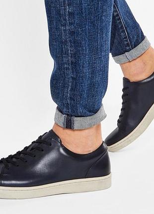 Кеди чоловічі шкіряні , кросівки низькі темно-сині на шнурівці clarks